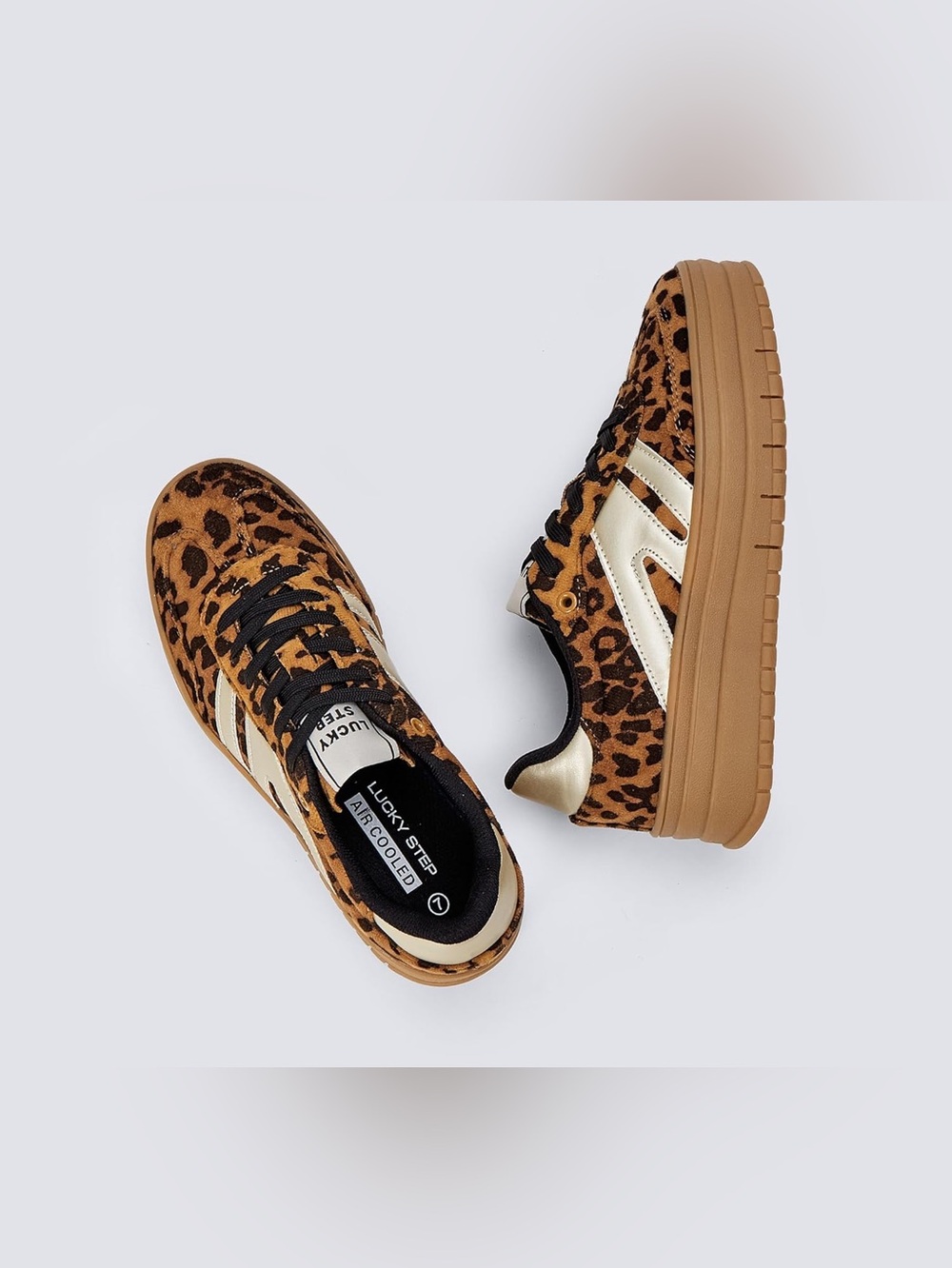 Lucky Step Leopard Platform Sneakers Sz 7 BNWOB - Picture 8 of 11